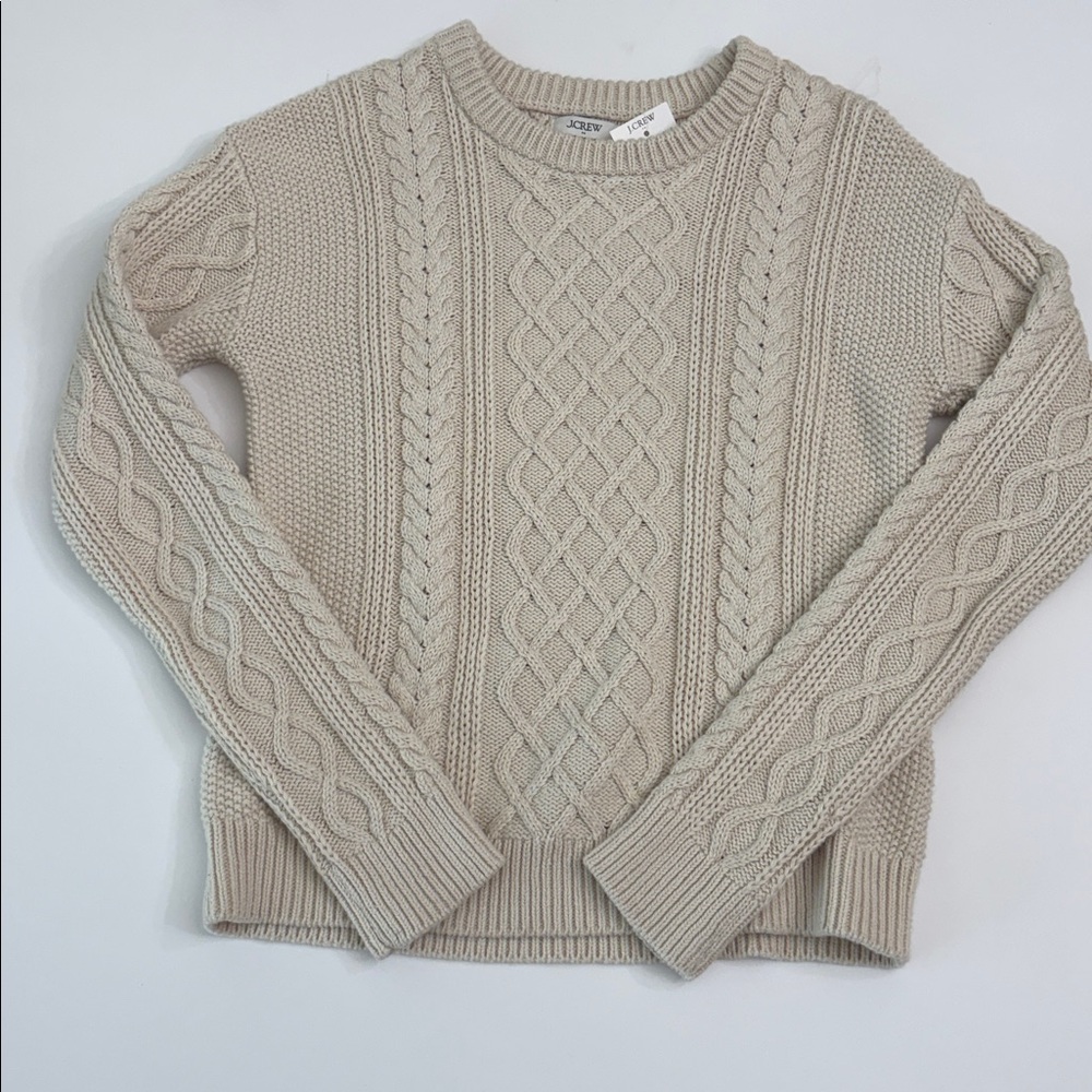 J.Crew Factory Natural Cable Knit Cotton Sweater Size XXS